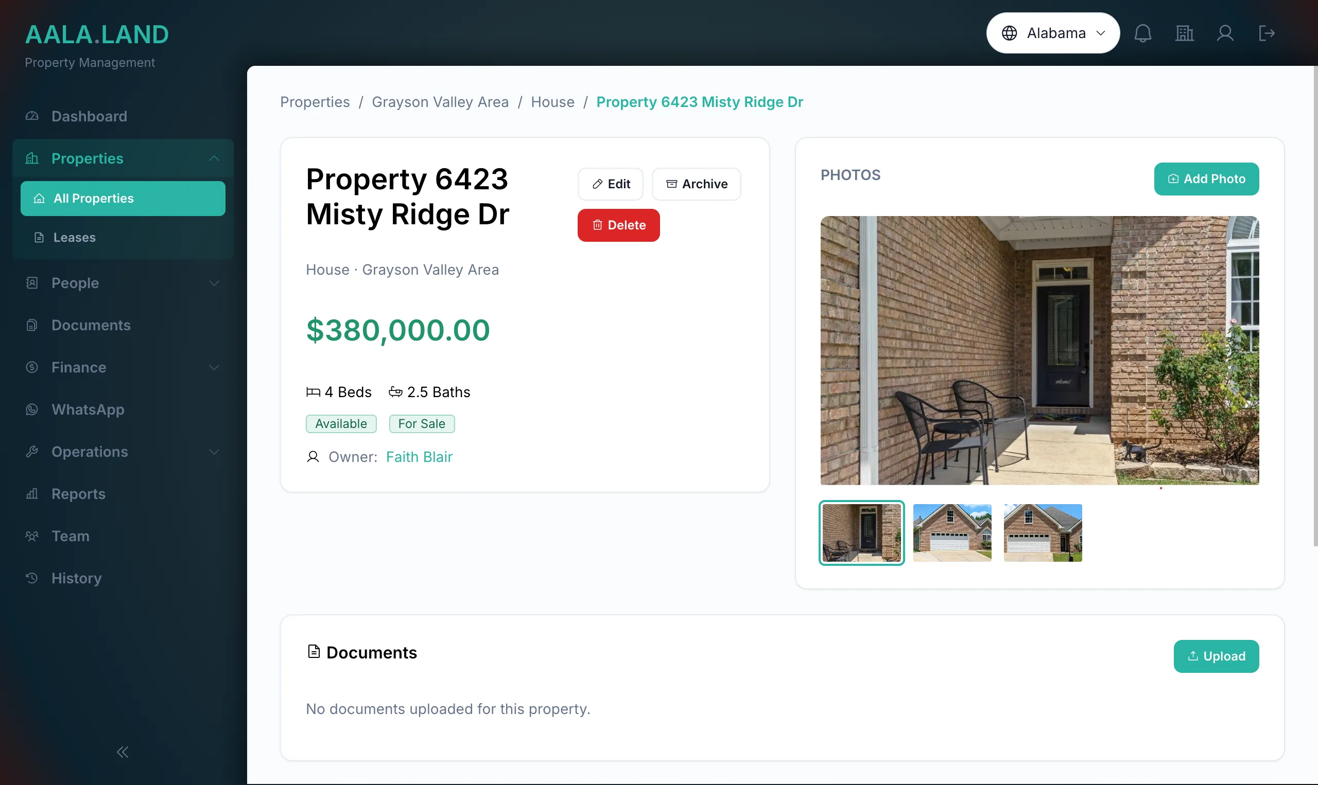 Property detail with photos, price and owner in AALA.LAND